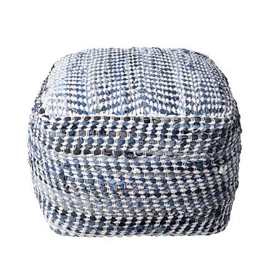 nuLOOM Seville Handmade Denim Textured Filled Ottoman Pouf - Image 3