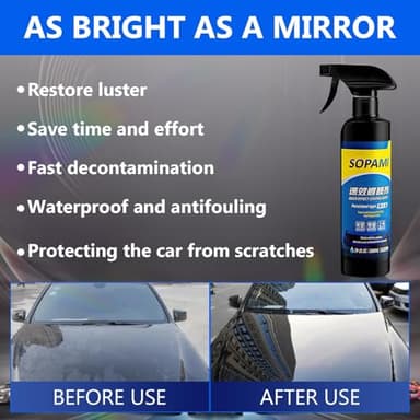 Sopami Car Coating Spray - Quick Effect Coating Agent, Hydrophobic Wax Polish, Scratch Repair & Waterless Wash, Oil Film Emulsion Glass Cleaner, Long-Lasting Shine (2Pcs) - Image 3