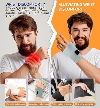 HiRui Ultra-Thin Elastic Wrist Brace Wrist Wraps, Compression Wrist Straps Support for Carpal Tunnel Arthritis Tendonitis Sprains Pain Relief Workout, Soft & Comfortable (Gray (Pack of 1)) - Image 2