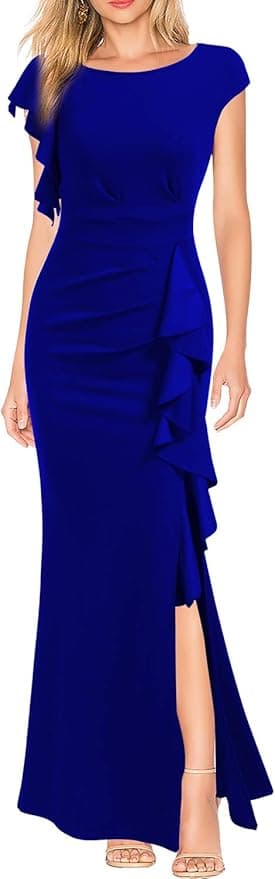 WOOSEA Women's Split Bodycon Mermaid Evening Cocktail Long Dress - Image 1