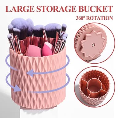 BS-MALL Makeup Brushes Premium Synthetic Foundation Powder Concealers Eye Shadows 18 Pcs Brush Set with 5 sponge & Holder Sponge Case (A-Pink) - Image 2