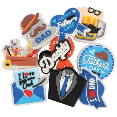 mortd 10 Pack Father's Day Shoe Charms Decoration, I LOVE DAD Charms for Shoes Bracelets, PVC Shoe Decoration Accessories for Father's Day Party Supplies Dad Birthday Gifts - Image 6