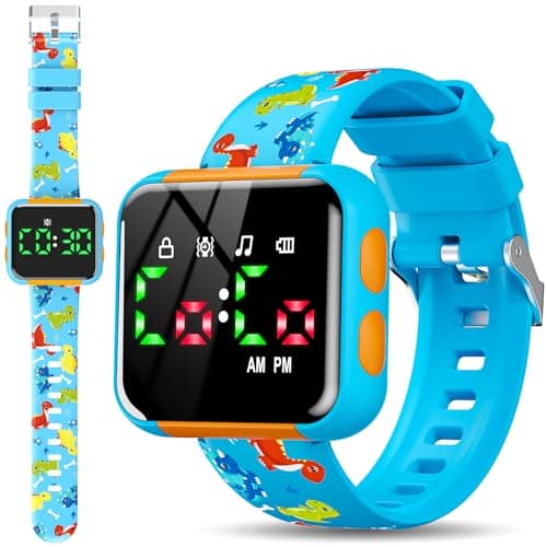 Etuwoe Potty Training Watch for Kids: Water Resistant Potty Watches for Toddler Boys Adjustable Volume Rechargeable Toilet Reminder Dinosaur Toddler Watch Birthday Gifts for 2 3 4 Year Old Boy(Blue) - Image 1