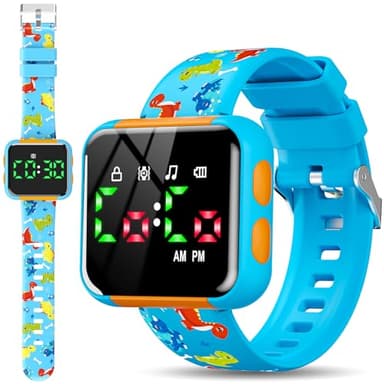 Etuwoe Potty Training Watch for Kids: Water Resistant Potty Watches for Toddler Boys Adjustable Volume Rechargeable Toilet Reminder Dinosaur Toddler Watch Birthday Gifts for 2 3 4 Year Old Boy(Blue) - Image 1