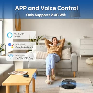 eitton Robot Vacuum and Mop with Mapping, 5000Pa Robotic Vacuums with LiDAR Navigation,No-Go Zones,Wi-Fi/App/Alexa Control, Self-Recharging Vacuum Robot for Pet Hair,Hard Floor,Carpet - Image 7