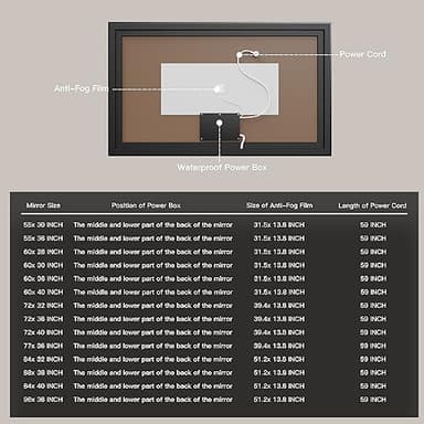 ISKM Framed LED Mirror for Bathroom 72"x36", Dimmable LED Bathroom Mirror with Lights, Anti-Fog, Front and Backlit Lighted Mirror 3-Colors, Shatterproof, Memory Function - Image 6