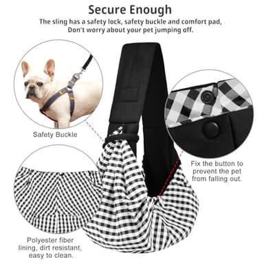 CUBY Dog and Cat Sling Carrier - Hands Free Reversible Pet Papoose Bag - Soft Pouch and Tote Design - Suitable for Puppy, Small Dogs Cats Outdoor (Black Senior, Unadjustable Strap) - Image 2