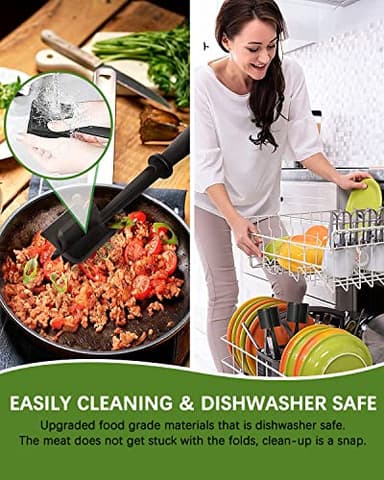 Upgrade Meat Chopper, Heat Resistant Meat Masher for Hamburger, Ground Beef Smasher, Nylon Hamburger Grinder Utensil for Ground Beef, Non Stick Mix Ground Chopper, Mix and Chop Potato Masher Tool - Image 5
