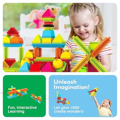 PicassoTiles 120pcs Hedgehog Interlocking Building Blocks Tiles Construction Toy Set Learning Playset STEAM Development Preschool Kindergarten Toy for Kids Age3+ PTB120 - Image 6