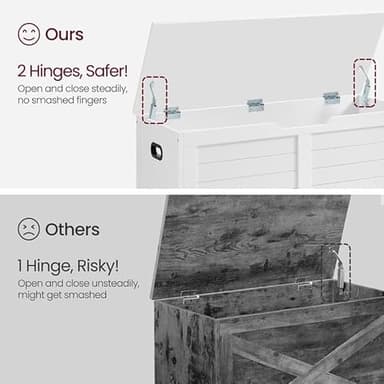 VASAGLE Storage Chest, Storage Bench with 2 Safety Hinges, Farmhouse Style, 15.7 x 39.4 x 18.1 Inches, for Entryway, Bedroom, Living Room, Cloud White ULSB061T10 - Image 4