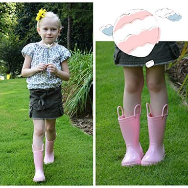 K KomForme Kids Girls & Boys Rain Boots with Easy-on Handles Waterproof Outdoors - Image 7