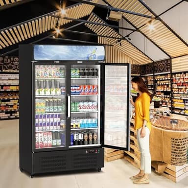 GAOMON Commercial Refrigerator, Merchandiser Refrigerator for Beverage, Glass Door Upright Display Fridge with Front LED Light, Double Glass Door Fridge Refrigerator for Shop, Restaurant, Apartment - Image 4