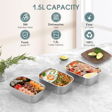 Herrfilk (Only for 1.5L Electric Lunch Box) 1.5L 304 Stainless Steel Inner Container for Electric Lunch Box, Removable Replacement Tray, Easy to Clean, Eco Friendly and Dishwasher Safe - Image 3