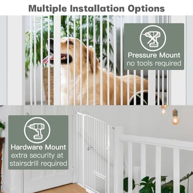 SHYUJAJIE 55 Inch Extra Tall Pet Gate with Small Cat Door, Adjustable 29.55" - 40.55", Dog Gate with Easy Walk Thru Pet Door for Stairs, Doorway, House - Image 4