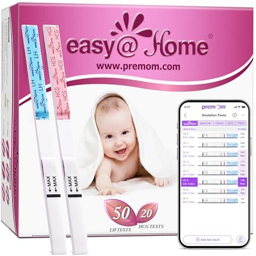 Easy@Home 50 Ovulation Test Strips and 20 Pregnancy Test Strips Combo Kit, (50 LH + 20 HCG)-Package May Vary - Image 1