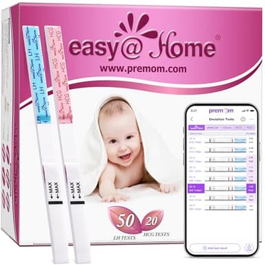 Easy@Home 50 Ovulation Test Strips and 20 Pregnancy Test Strips Combo Kit, (50 LH + 20 HCG)-Package May Vary - Image 1