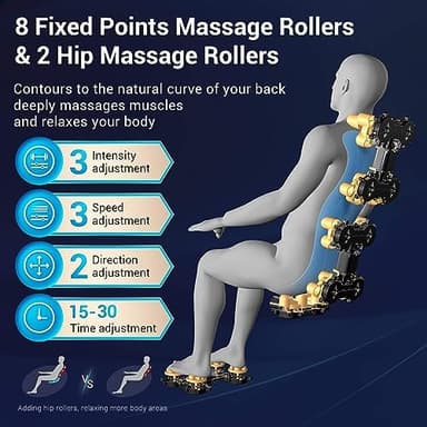 Massage Chair Full Body with Heat, Full Body Zero Gravity Shiatsu Massage Chair, Kneading Recliner w/ 20 Auto Modes, Foot Massage, Bluetooth, USB Charging Port, Touch Screen Controller - Image 4