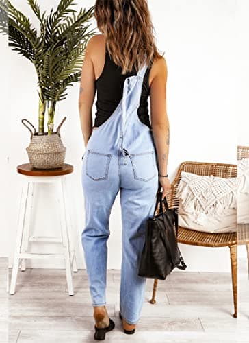 luvamia Flexclusive Women's Casual Adjustable Denim Bib Overalls Jeans Pants Fashion Loose Overall Jumpsuits for Women 2025 Powder Blue Size Medium - Image 6