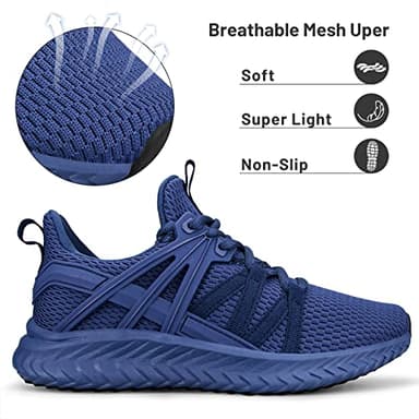 Abboos Women's Athletic Running Shoes Walking Shoes Comfortable Lightweight Sneakers Gym Mesh Trail Running Shoes Blue Size 5.5 - Image 2