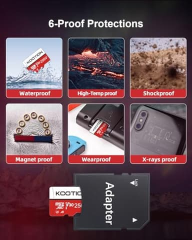KOOTION 256GB Micro SD Card UHS-I U3 V30 4K for Camera/Action Camera/Drone/Smartphone, Class 10 MicroSDXC Memory Card with Adapter - Image 5