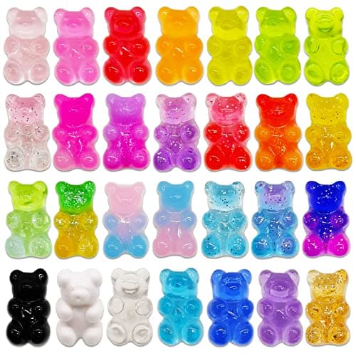 28Pcs Gummy Resin Bear Shoe Charms for Croc Clog Sandals Decoration, Girls Kids Women Shoe Accessories Bracelet