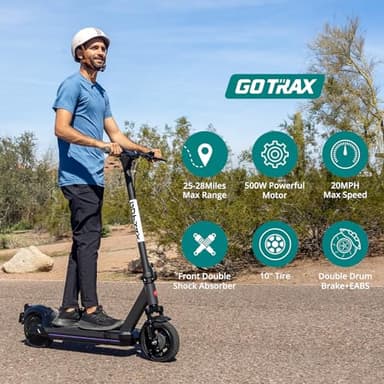Gotrax Eclipse Electric Scooter, 10" Solid Tire, Max 20Mph Speed and 28Mile Range 500W Motor with Front Double Suspension Commuting EScooter for Adult, Black - Image 2