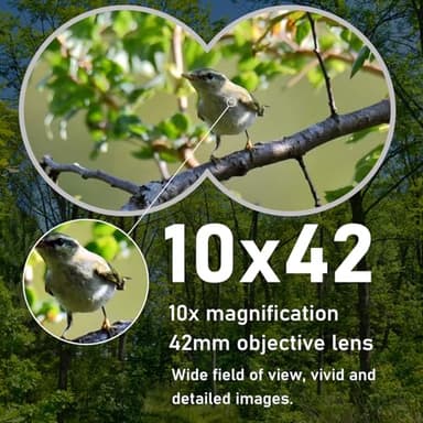 TRV 10x42 Binoculars for Adults High Powered - Waterproof Fogproof BAK4 Prism, with Phone Adapter for Bird Watching, Hunting, Travel - Image 2