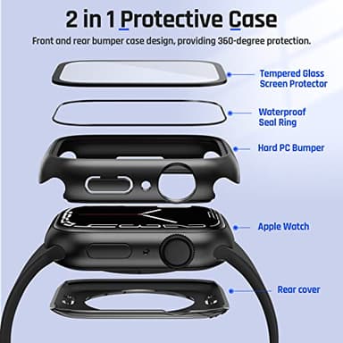 Goton 2 in 1 Waterproof Case for Apple Watch Screen Protector Series 6/5/4, SE 3/2/1 40mm, 360 Protective Glass Face Cover Hard Bumper + Back Frame for iWatch Accessories 40 mm - Image 8