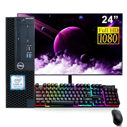 Dell OptiPlex 3070 SFF Small Form Factor Desktop, Computer PC Setup, 24" FHD Monitor, Intel Core i5-8400 2.8GHz, 16GB DDR4 RAM, 1TB SSD, Keyboard and Mouse, WiFi, Bluetooth, Windows 10 Pro (Renewed) - Image 1