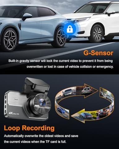 Dash Cam Front and Rear 4K+2K, Dash Camera for Cars, Car Camera, Dual Dashcams for Cars with Night Vision, Built-in WiFi 64GB Card, 24 Hours Parking Monitor, Loop Recording - Image 5
