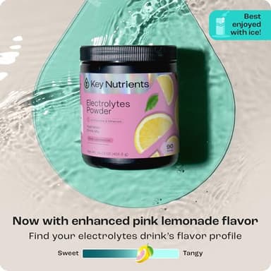 KEY NUTRIENTS Multivitamin Electrolytes Powder No Sugar - Fresh Pink Lemonade Electrolyte Powder - Endurance & Energy Supplement - Hydration Powder - No Calories - 90 Servings - Made in USA - Image 9