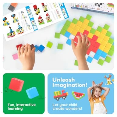 PicassoTiles 108pcs 1” Magnetic Puzzle Cubes Magnet Toys Preschool Construction Building Block Set Sensory Toy Early Education STEM Learning Come with Ideabook for Children Age 3+ Boy Girl PMC108 - Image 6