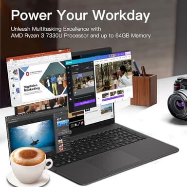 HP 255-G10 Business Laptop Computer - w/Microsoft Office Lifetime & Free CD/DVD Drive - 15.6" Full HD - Ryzen 3 7330U (Beat Intel i5-1135G7) - Wi-Fi 6 -Win 11 Pro w/Laptop Bundle (64GB RAM | 2TB SSD) - Image 2