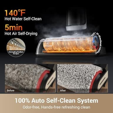 dreame H14 Cordless Vacuum Mop, 180° Lie-Flat Wet Dry Vacuum cleaner, 140°F Brush Washing, Fast Hot Air Drying in 5Mins, Smart Hard Floor Cleaner Machine with Powerful Suction, Great for Sticky Messes - Image 6
