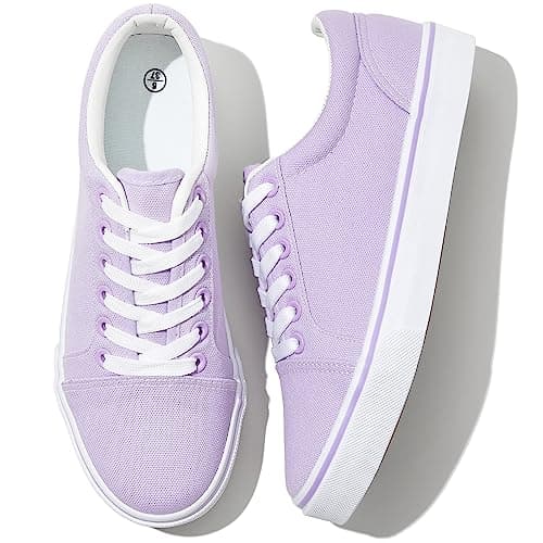 Shupua Canvas Shoes for Women White Canvas Sneakers Womens Casual Shoes Low Top Black Comfortable Tennis Sneakers (Purple.us9) - Image 1