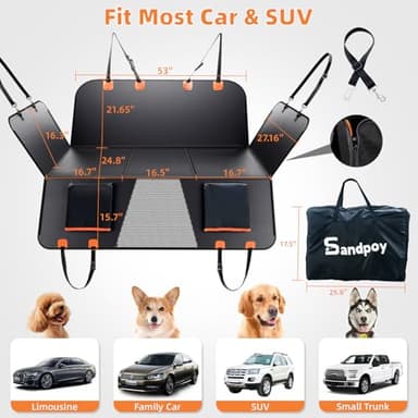 Upgraded PU Thickened Dog Car Seat Cover for Back Seat, Waterproof Back Seat Extender for Dogs with Hard Bottom, Dog Car Seat Cover for Car SUV! Anti-Scratch! Safer! (Holds 400lbs) - Image 8