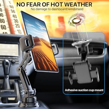 Miracase Cup Holder Tablet Mount for Car, Adjustable Long Neck Car Tablet Holder Friendly Compatible with iPad, Pro, Air, Mini Samsung Galaxy Tab, All 6.1-12.9" Tab - Image 7