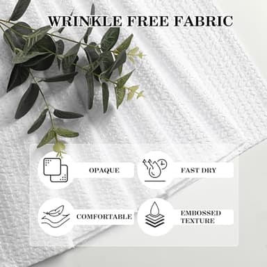 OVZME Berry White Shower Curtain Set, Embossed Textured Fabric Bathroom Curtain for Bathroom - Soft Cloth & Hotel Spa, Water Resistance, Machine Washable Shower Curtain with 12 Hooks, 72X72, White - Image 8