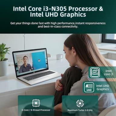 HP 2025 17-inch Laptop Computer - Intel 8-Core i3-N305, 17.3" HD+ Anti-Glare Display, Win 11 Pro, Ai Copilot, Numeric keypad, HDMI, Wi-Fi 6, for Business & Student, w/Accessories(32GB RAM | 1TB SSD) - Image 3