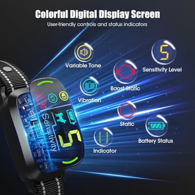 Oliry Smart AI Bark Collar for Large Medium Small Dogs, Anti Barking Device with 5 Training Modes, Exclusive Forced Bark-Stopping, Rechargeable IP67 Waterproof Bark Collar with 5 Sensitivity (Black) - Image 4