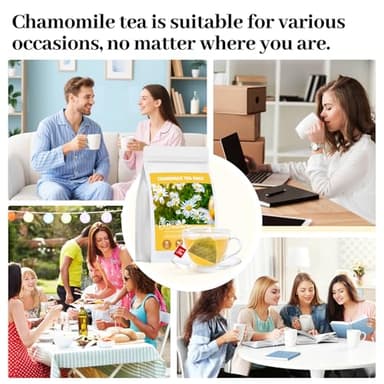 Chamomile Tea Bags, 100% Natural Dried Chamomile Tea Flowers Loose Leaf Premium Herbal Tea No Sugar/Gluten, Caffeine Free-100 Count (Pack of 1) - Image 7
