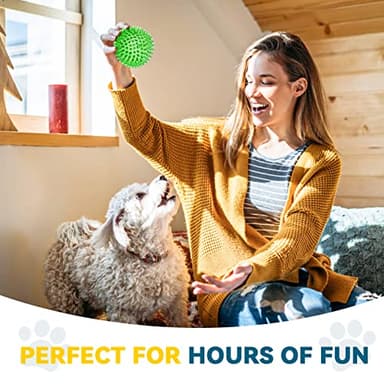 SHARLOVY 3.5” Large Dog Toys Ball, 6 Pack Squeaky oys, Durable for Aggressive Chewers, Spiky Ball for Clean Teeth and Training, Fetch Toys for Large Dogs, for Puppy Chew and Teething - Image 7