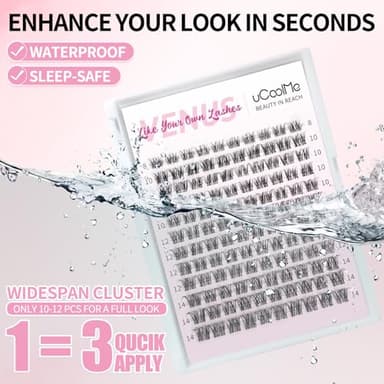 uCoolMe Short Venus Lash Clusters 8-14mm Wispy Natural Eyelash Clusters Individual Lashes D Curl Cluster Lashes 0.05mm WideSpan Ultra-Thin Clear Band(Short Venus Only Lashes) - Image 5