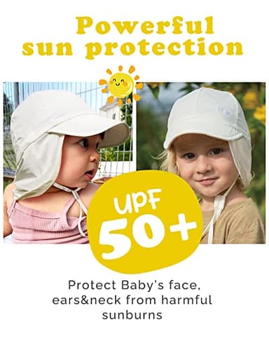 FURTALK Baby Sun Hat with Neck Flap UPF 50+ Adjustable Baby Boys Girls Summer Beach Hat for Traveling Swim Hat Beige - Image 2