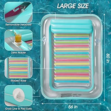 Inflatable Tanning Pool Lounger Float - Jasonwell 4 in 1 Sun Tan Tub Sunbathing Pool Lounge Raft Floatie Toys Water Filled Tanning Bed Mat Pad for Adult Blow Up Kiddie Pool Kids Ball Pit Pool (XL) - Image 3
