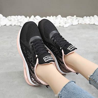 GANNOU Women's Athletic Running Shoes Fashion Sport Gym Jogging Tennis Fitness Sneaker Peachblack 8 B(M) US - Image 5