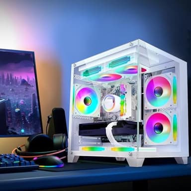 suevery Pre Built Gaming PC RTX 4060 8G AMD Ryzen7 5700X(8Cores 3.4G UP to 4.6G) 1T SSD 32G RAM WI-FI 6 VR Business Desktop Computer White 4K - Image 4