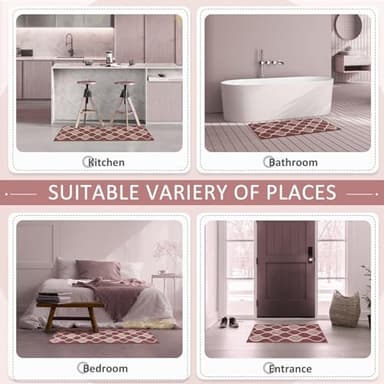 Villsure Kitchen Rugs and Mats, Non Skid Kitchen Runner Rug Absorbent Resist Dirt Kitchen Floor Mat Comfort Standing Mat Made of 100% Polypropylene Machine Washable,17.7"x29.5",Red - Image 7