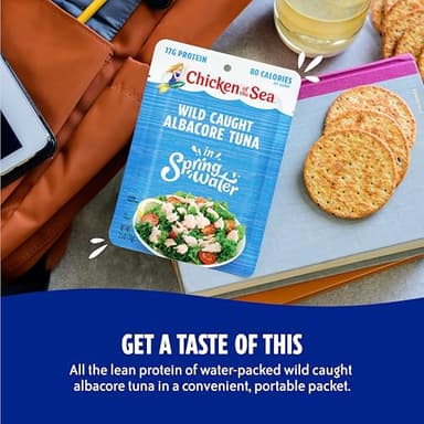 Chicken of the Sea Albacore Tuna in Water Packet, 2.5 oz. Packets (Box of 12), Wild Caught Tuna, Gluten-Free - Image 6