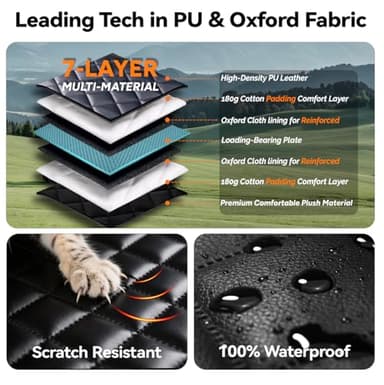 BEARCOVER Reversible Dog Car Seat Cover for Back Seat,Waterproof Scratchproof Pet Backseat Protector,Large Sturdy Back Seat Extender with Detachable Hard Bottom,Dog Hammock for Car,Trucks,SUVs (Black) - Image 5